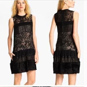 Diane Von Furstenberg Alty Astra Black Shift Knee Length Dress Size 0